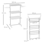 Mobile clothes dryer foldable 3 levels with wheels, for space-saving drying