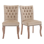Dining Chair Set of 2 Door Knocker Back Nailhead Trim Light Camel Velvet