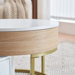 Nesting Table, Fold-Up Coffee & Side Table with Two Drawers, 2-Piece Set, Golden