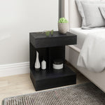 Bedside Table with Drawers, Shelf, 40 x 30 x 46 cm, Black