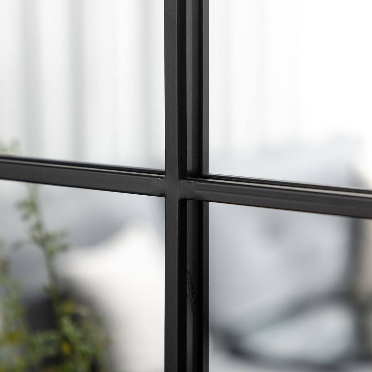 Wall Mirror Window Mirror, Decorative 70x50cm Hanging, Black Metal Frame
