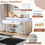 Sideboard 140x35x72.5cm High-Gloss LED 2 Drawers 4 Doors - White