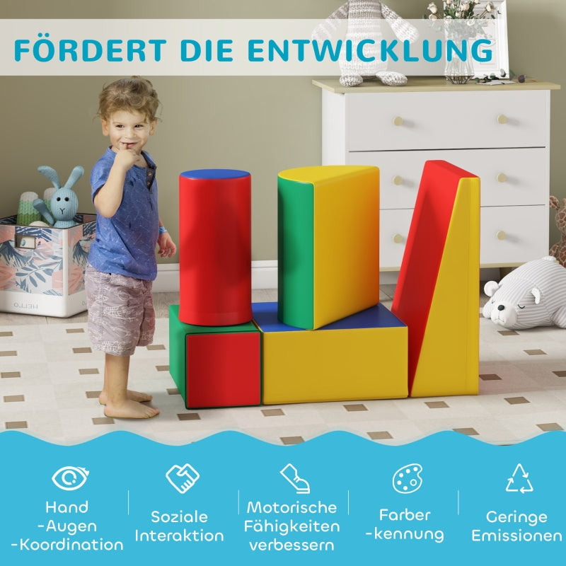Soft Building Blocks for Climbing and Crawling, Various Shapes, Multicolored Faux Leather