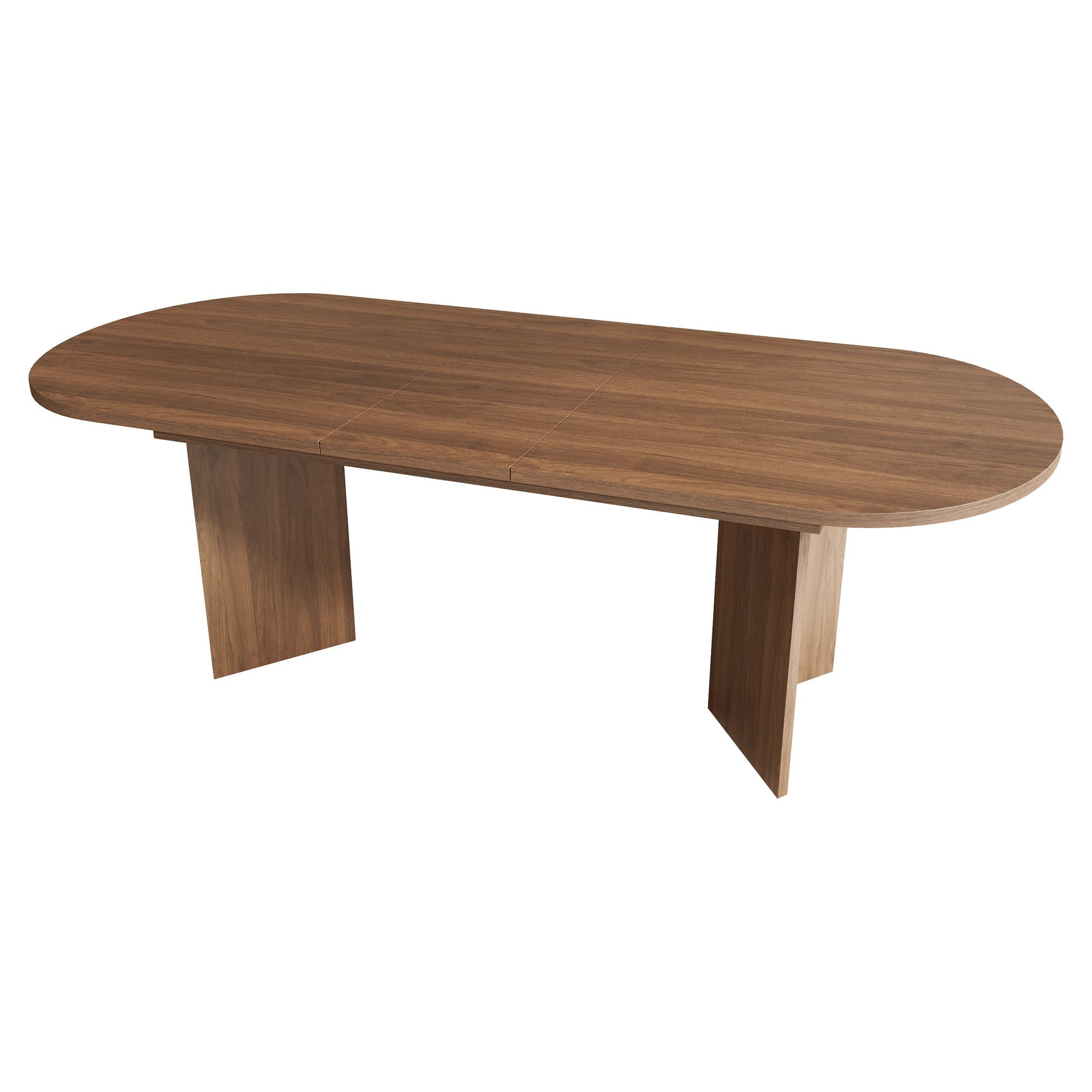 Extendable Dining Table, 160/200x90cm, for 6-8 People, Rounded Corners and Thickened Tabletop, Walnut