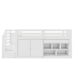 N634P263870W Multifunctional Bed with Storage, Ladder, Drawers, and Fold-Down Desk