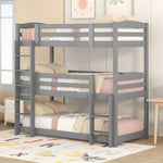 Bunk Bed 90x200cm Single Wooden Triple for Children, Grey