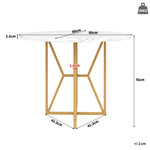 Round Dining Table 80cm 4-6 Seater Gold Legs - Marbled MDF