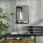 Wall Mirror with Shelf 70x50cm Modern Rectangular, Black