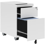 Mobile Filing Cabinet, 3 Drawers Lock A4 Legal Hanging Files, Steel White
