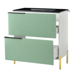 Bathroom Vanity Unit with Ceramic Sink and Storage Drawers, Green