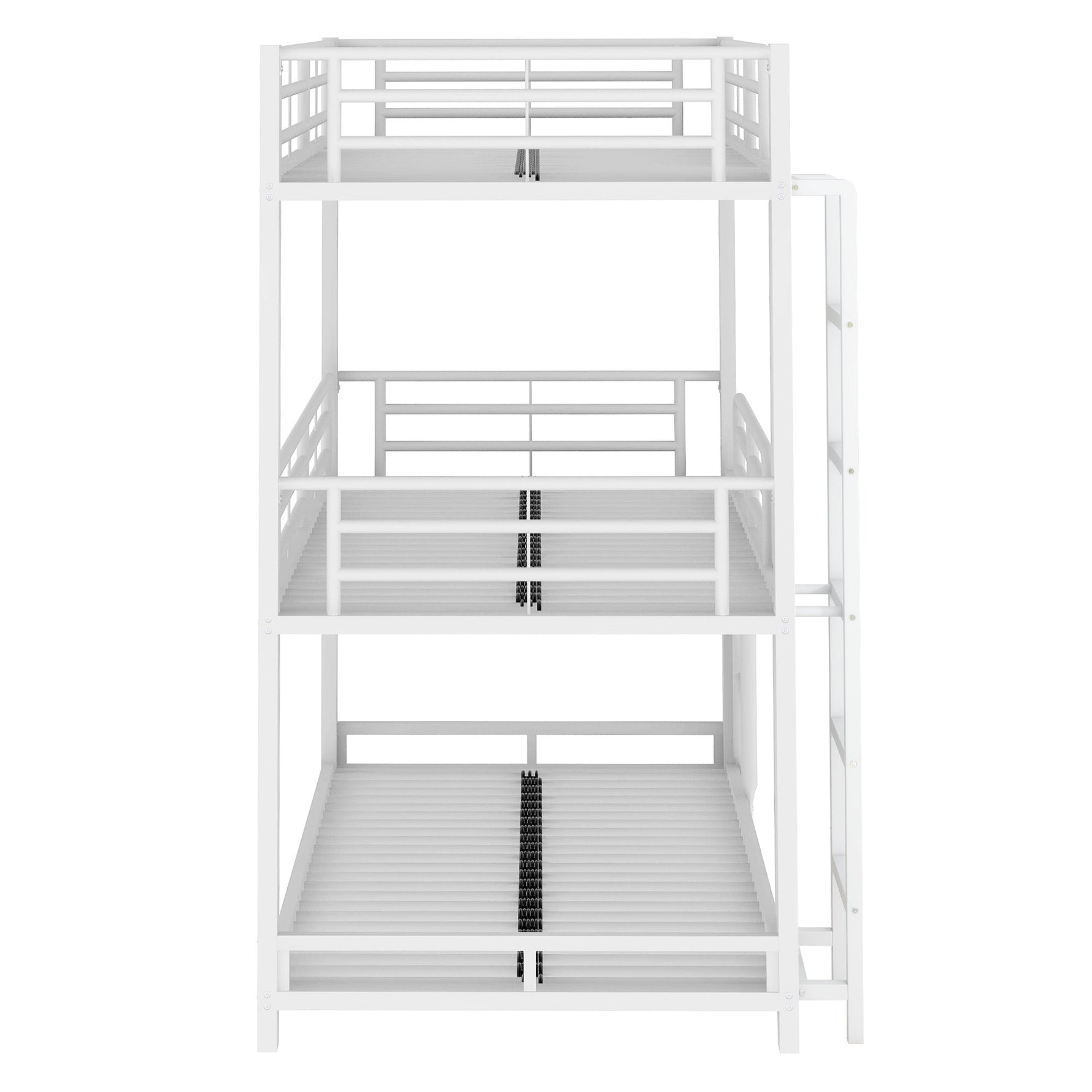 Triple Bunk Bed Frame for Children and Adults, 90x200cm Metal, White