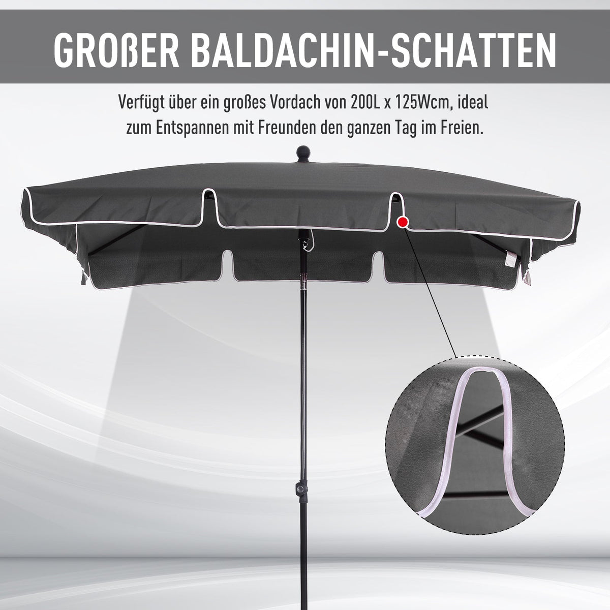 Parasol/Umbrella, Foldable Sunshade for Beach/Garden/Balcony, Grey