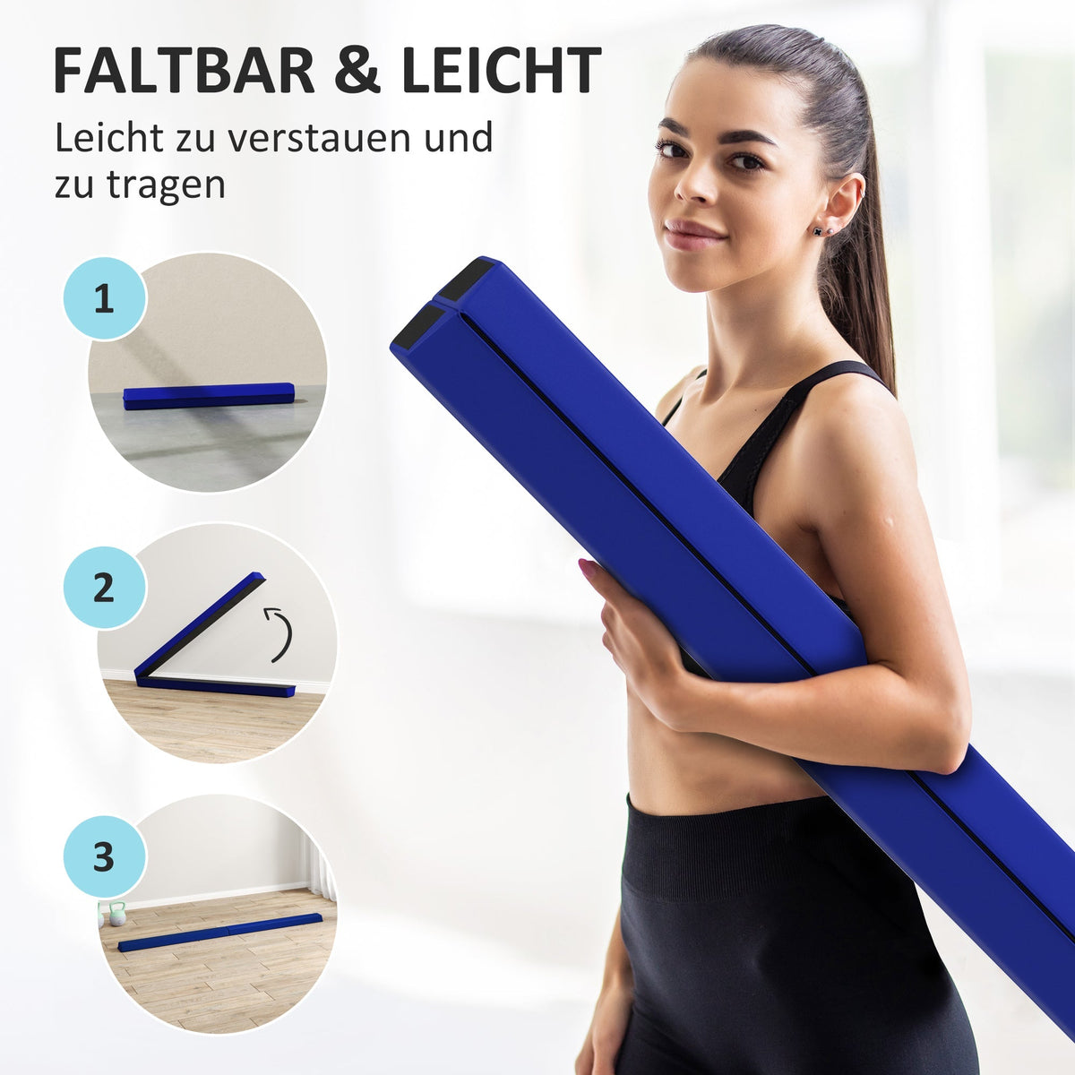 Balance Beam, Foldable Non-Slip, 236 cm, Blue