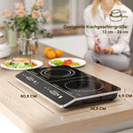 Induction Hob, 2 Plate Portable, 3500W, Black