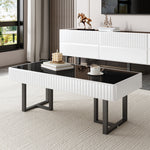 Coffee Table and TV Cabinet Set Modern Minimalist Storage Furniture - Black and White Stripe