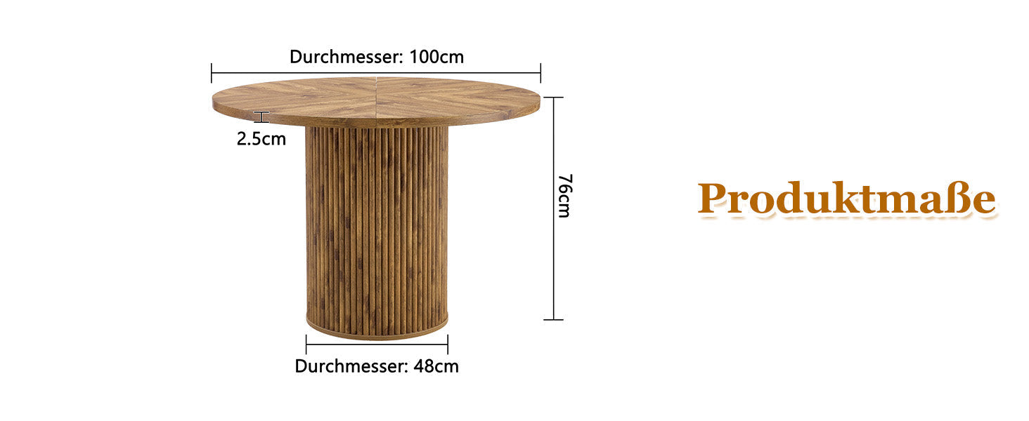 Round Dining Table 100cm 4-6 Seater with Storage - MDF
