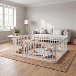 Floating Double Bed Frame 140x190cm with LED Lighting, Linen