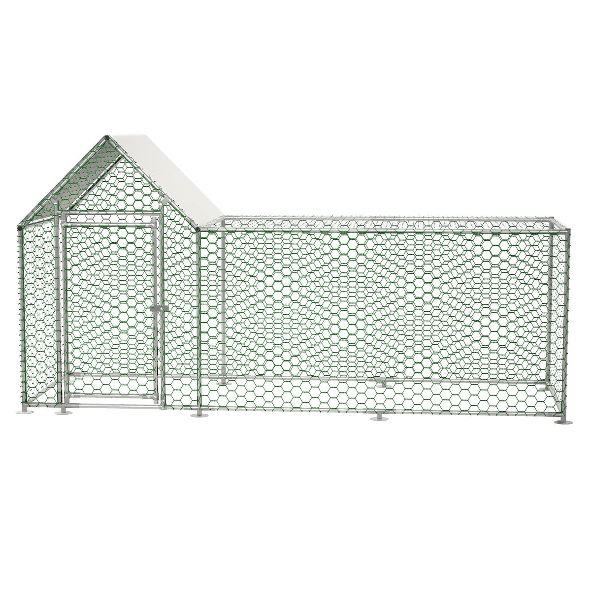 Chicken Coop/Run 3x1x1.5m Safety Lock Waterproof PE Metal Enclosure