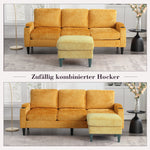 Sofa, 4-Seater with Footstool, Storage & Cupholder, Velvet