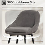 Set of 2 Bar Stools, Upholstered for Kitchen Island & Dining Room, Corduroy & Steel, Grey