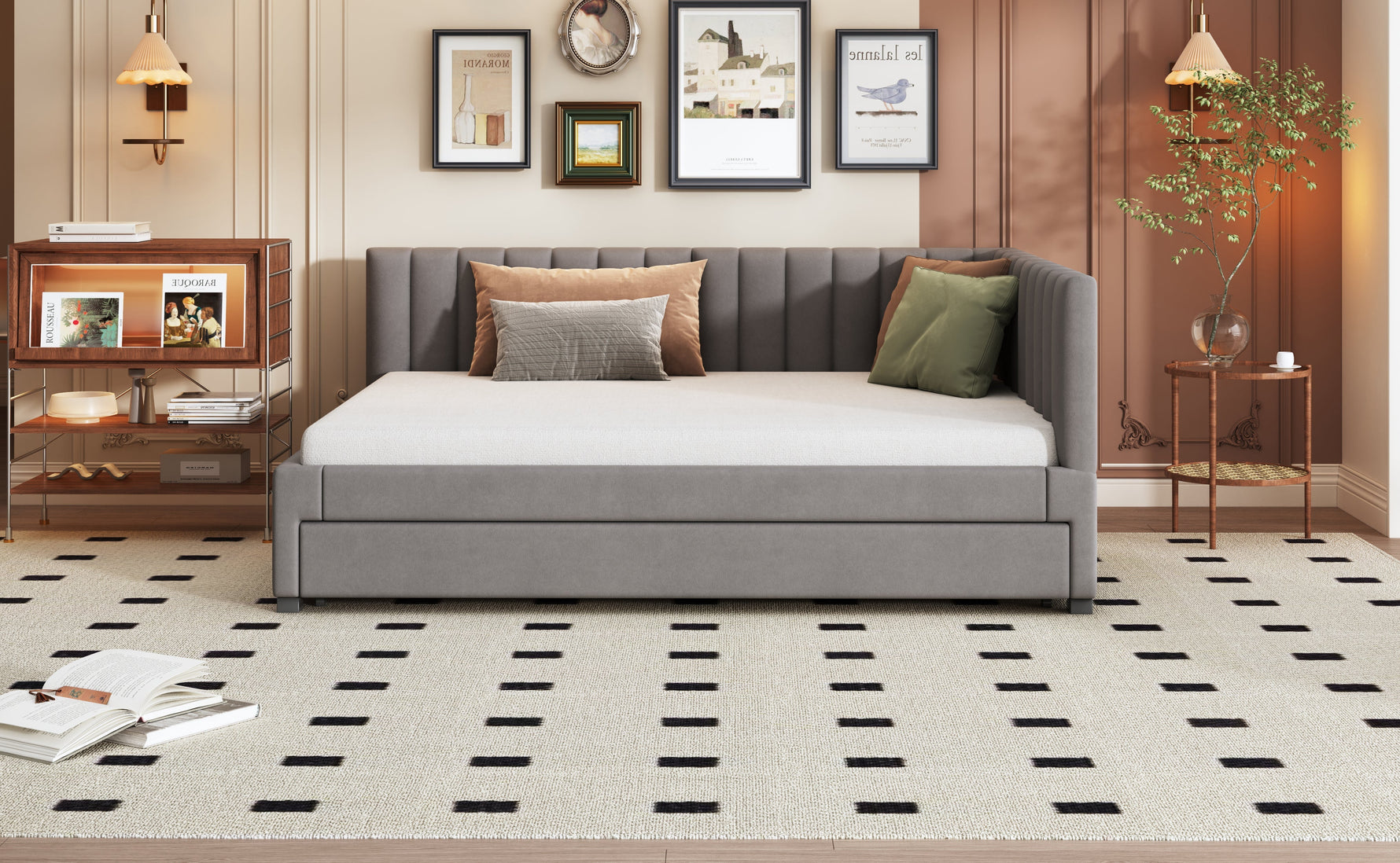 Upholstered Bed 140*200, Pull-Out Sofa Bed, Multifunctional, Velvet Gray