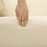 2-Seater Sofa, Upholstered Velvet Look with Wooden Legs, Cream White