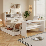 Children's Bed 140x200cm with Storage & Desk in White Wood