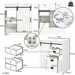 Bathroom Vanity Unit with Ceramic Sink and Barn Door Storage, White