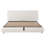 Upholstered Double Bed 180x200cm Hydraulic Storage White Bouclé