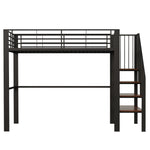 Loft Bed 140x200 Sturdy Storage Stairs, Metal