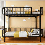 Metal Bunk Bed 90x200 Space-Saving Safety Railing, Black