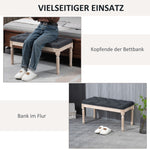 Upholstered Bench Vintage, Seat Bed Hallway with Buttons, Dark Grey Linen