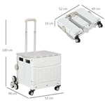 Folding Shopping Trolley, Adjustable Telescopic Handle, Stair Climber 80 kg, with Lid, White