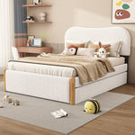 Upholstered Bed 140x200cm Pull-out Rollaway Bed - White