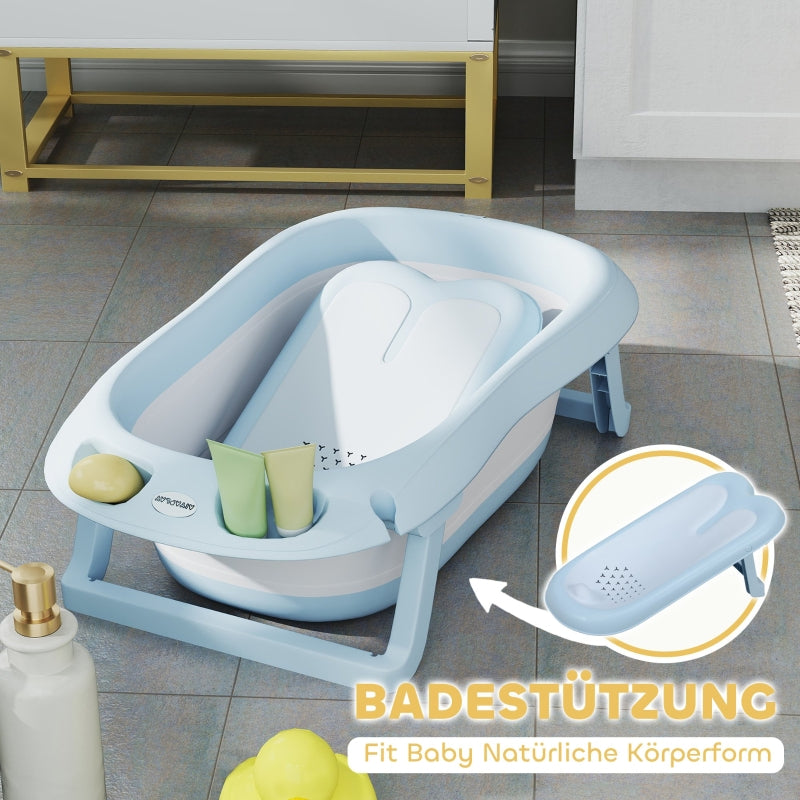 Baby Bathtub, Foldable Non-Slip Safe, Light Blue