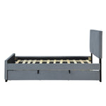 Upholstered Single Bed 90x190cm with Pull-Out Bed, Grey Velvet