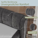 Double Bed 160x200cm Comfortable Backrest Sturdy Frame - Dark Grey Chenille