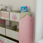 Children's Wardrobe 6 Fabric Boxes Cute Motif 63x30x66cm - Pink