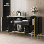 Sideboard, High-Gloss with 1 Drawer, Black