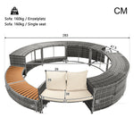 Garden Lounge Set Round Sofa Adjustable Feet Cushions