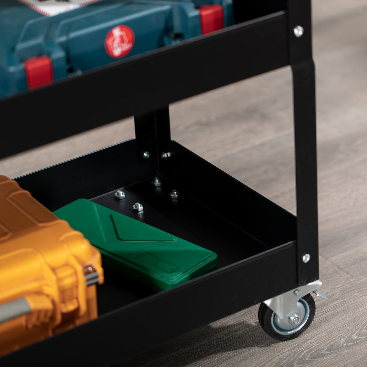DURHAND Workshop Trolley, 3 Shelves, 150 kg, Black Steel