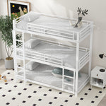 Triple Bunk Bed Frame for Children and Adults, 90x200cm Metal, White