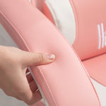 Gaming Chair with Lumbar Support, Footrest, Cat Ears, Pink