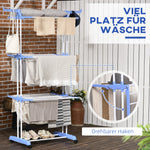 Clothes Dryer Tower, Extendable 4 Levels with Wheels, Steel Blue