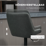 Bar Stools, Height-Adjustable with Backrest, Faux Leather Dark Grey