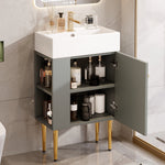 Bathroom Furniture Washbasin with Vanity Unit, 55 cm, Small Guest, Light Grey