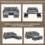 Corner Sofa U-Shaped Three-Seater Modular with Storage & Sleeping Function, Chenille