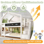 Children's Treehouse Bunk Bed 90x200cm, Storage, Fall Protection, White