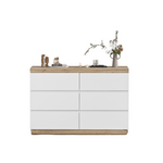Chest of Drawers with 6 Drawers Lockable Storage for Bedroom & Living Room White/Oak E1 Chipboard