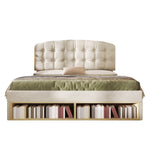 Double Bed with Storage Drawers and Adjustable Headboard, 140x190cm, Beige Velvet